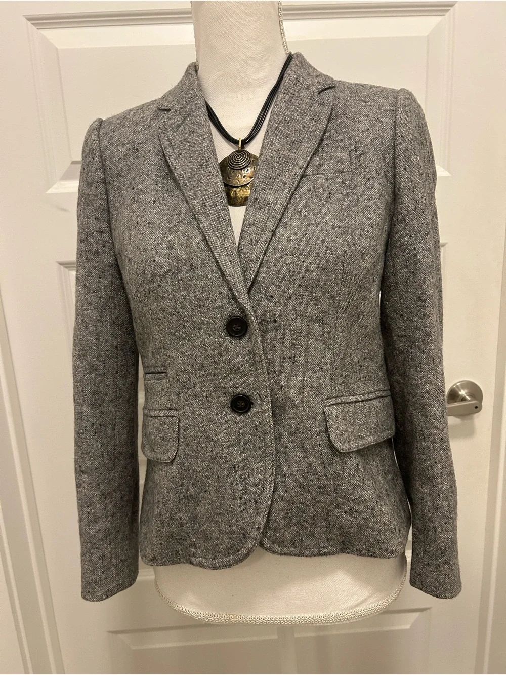 J. Crew Heather Gray Tweed Two-Button Schoolboy Blazer S (2-4)